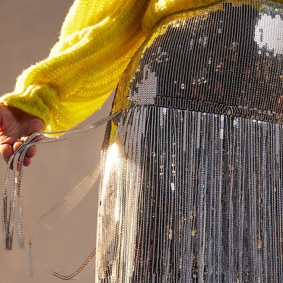 anthropologie Maeve Tatiana Sequined Fringe skirt - Picture 5 of 6